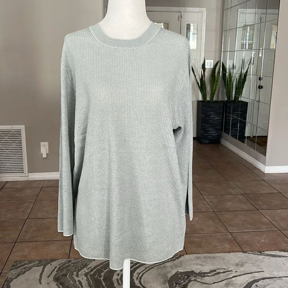Vince Ribbed Cotton Sweater 3/4 Sleeves Top XXXL - Picture 5 of 14